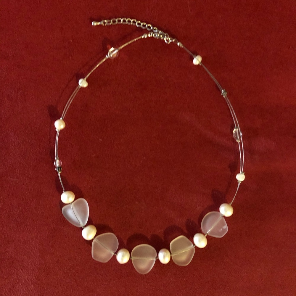 Sea glass and pearl necklace - OS